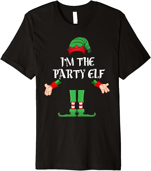Amazon.com: Christmas Elf Tshirt I'm The Party Elf Matching Xmas Gift